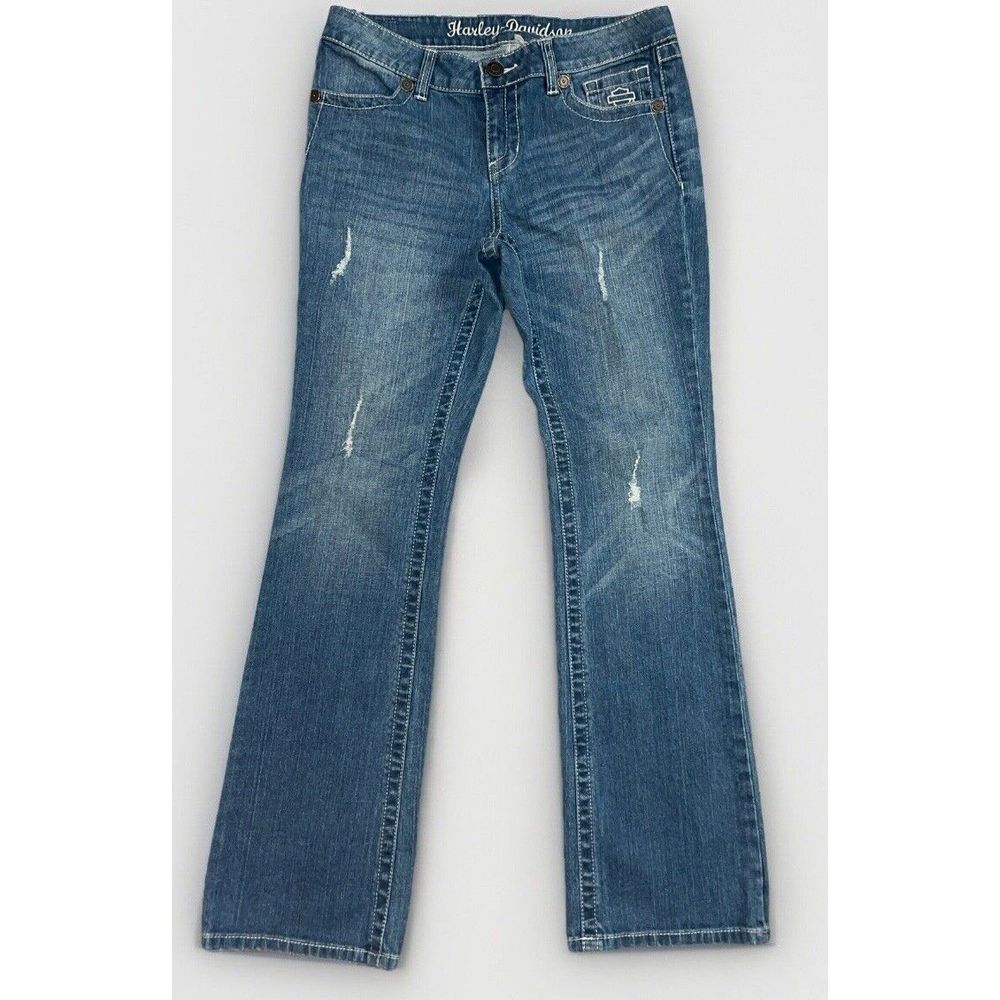 Harley Davidson✨Women'sBoot Cut Blue Jeans‎ Size 8